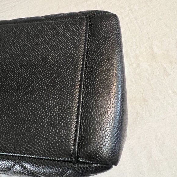 CHANEL GST Quilted Caviar Leather Tote Black Chain Silver HW Italy Auth - Picture 12 of 14